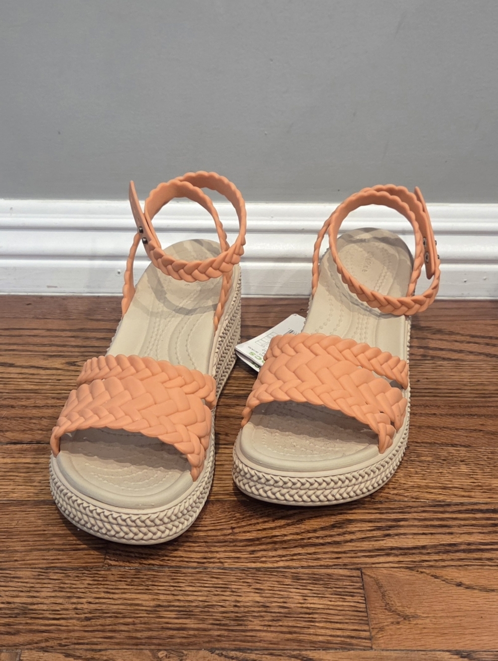 Crocs Wedge Sandal with Braided Coral Straps - Picture 5 of 6